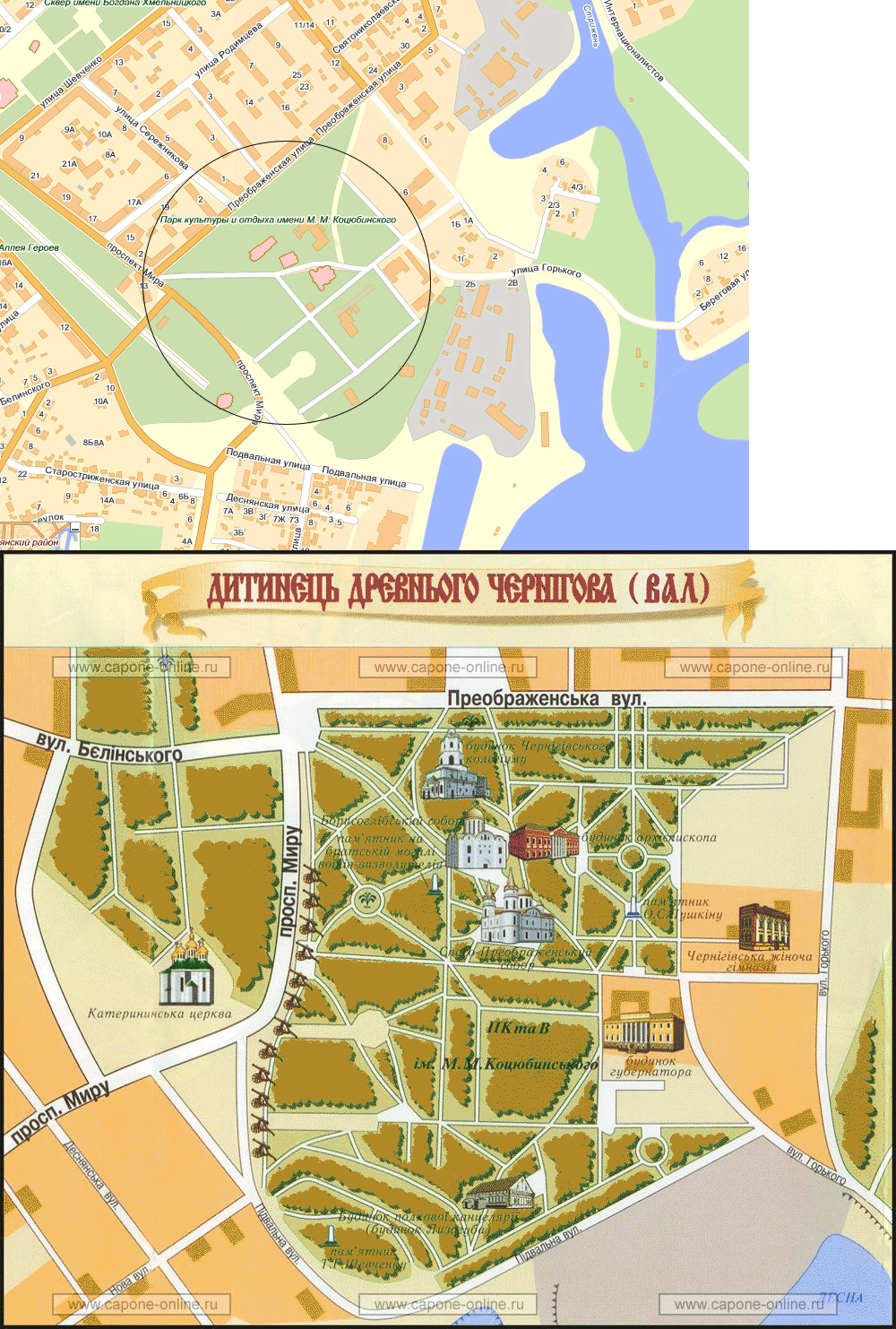 Карта Чернигова С Достопримечательностями